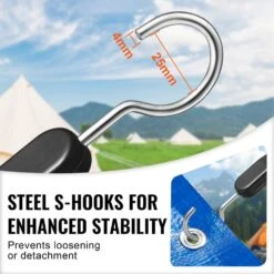 4 Piece Flat Bungee Cord, 20 Mm Heavy Duty Bungee Straps With Steel S-Hooks, 40 In. Elastic Bungee Rope For Cargo -Vevor black vevor plant hangers dlkzd40inch4tr3fjv0 44 1000