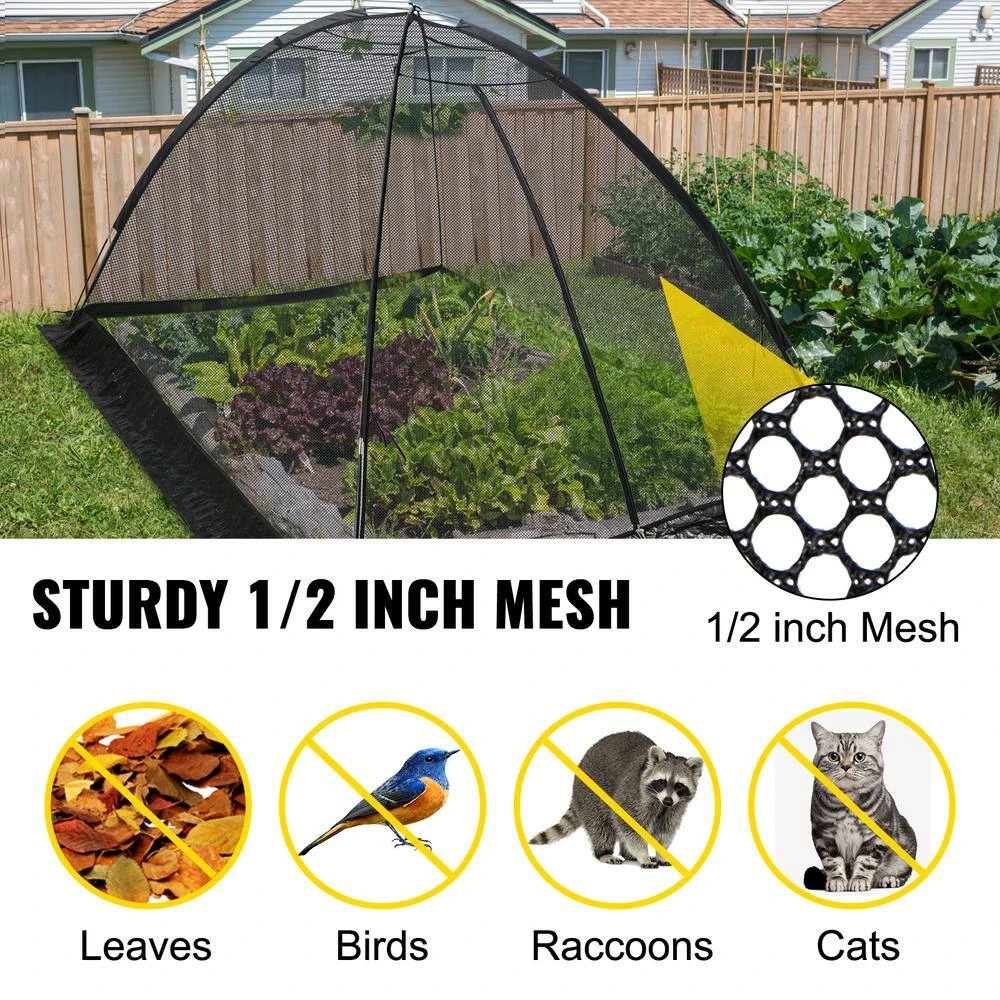 Pond Cover Dome 7 Ft. X 9 Ft. Garden Pond Net 1/2 In. Mesh Dome Pond Net Covers With Zipper And Wind Rope, Black 5 Pond Cover Dome 7 Ft. X 9 Ft. Garden Pond Net 1/2 In. Mesh Dome Pond Net Covers With Zipper And Wind Rope, Black - Image 3