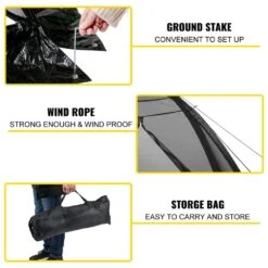 Pond Cover Dome 9 Ft. X 12 Ft. Zipper Design Nylon Pond Netting With Storage Bag For Pond Pool And Garden, Black -Vevor black vevor plant tree covers hybhz9x12ft000001v0 fa 1000