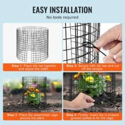 6-Pack Plant Protector From Animals 12.6 In. Dia. X 14 In. H Chicken Wire Plant Protector Plant Cage 18-Piece Metal Mesh -Vevor black vevor plant tree covers qbwzcl14ychs4n9uiv0 1f 1000