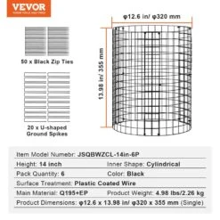6-Pack Plant Protector From Animals 12.6 In. Dia. X 14 In. H Chicken Wire Plant Protector Plant Cage 18-Piece Metal Mesh -Vevor black vevor plant tree covers qbwzcl14ychs4n9uiv0 76 1000
