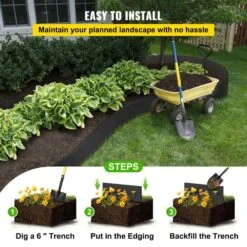 Plastic Landscape Edging 10 In. X 150 Ft. Recycled HDPE Coiled Terrace Board For Landscaping Against Invading Weeds -Vevor black vevor plastic edging pbcppztjyc1503iuov0 fa 1000