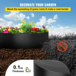Landscape Edging 10 In. X 300 Ft. Recycled HDPE Coiled Terrace Board For Landscaping Against Invading Weeds, Black -Vevor black vevor plastic edging pbcppztjyc300nuu0v0 4f 1000