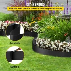 Plastic Landscape Edging 10 In. X 60 Ft. Recycled HDPE Coiled Terrace Board For Landscaping Against Invading Weeds -Vevor black vevor plastic edging pbcppztjycb60u63pv0 44 1000