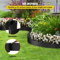 Plastic Landscape Edging 10 In. X 80 Ft. Recycled HDPE Coiled Terrace Board For Landscaping Against Invading Weeds -Vevor black vevor plastic edging pbcppztjycb80b9itv0 44 1000
