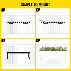 Railing Planter 88 Lbs. Planter Box Brackets 37.01 In. X 7.87 In. X 2.76 In. Black Rust Resistant Metal Material Planter -Vevor black vevor railing planters ycjszzzj36rzre3flv0 44 1000