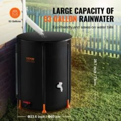 Collapsible Rain Barrel, 53 Gal./201 L Portable Rain Water Collection Barrel PVC Rainwater Collection System -Vevor black vevor rain barrels zdysthspvcb50jaogv0 1f 1000