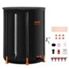 Collapsible Rain Barrel, 53 Gal./201 L Portable Rain Water Collection Barrel PVC Rainwater Collection System -Vevor black vevor rain barrels zdysthspvcb50jaogv0 64 1000
