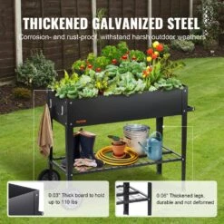 42.5 In. X 19.5 In. X 31.5 In. Black Steel Raised Garden Bed Elevated Outdoor Planting Boxes With Legs -Vevor black vevor raised planter boxes gjsjszzcths37xxg2v0 1f 1000