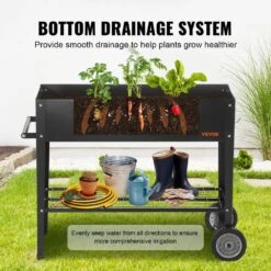 42.5 In. X 19.5 In. X 31.5 In. Black Steel Raised Garden Bed Elevated Outdoor Planting Boxes With Legs -Vevor black vevor raised planter boxes gjsjszzcths37xxg2v0 44 1000