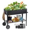 42.5 In. X 19.5 In. X 31.5 In. Black Steel Raised Garden Bed Elevated Outdoor Planting Boxes With Legs -Vevor black vevor raised planter boxes gjsjszzcths37xxg2v0 64 1000