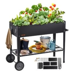 42.5 In. X 19.5 In. X 31.5 In. Black Steel Raised Garden Bed Elevated Outdoor Planting Boxes With Legs
