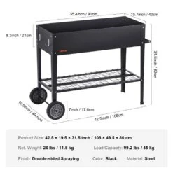 42.5 In. X 19.5 In. X 31.5 In. Black Steel Raised Garden Bed Elevated Outdoor Planting Boxes With Legs -Vevor black vevor raised planter boxes gjsjszzcths37xxg2v0 76 1000