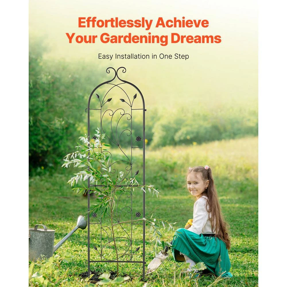 Garden Trellis For Climbing Plants, 60 X 15 In., Rustproof Metal Garden Flower Trellis, Outdoor Climbing Rose Trellis 6 Garden Trellis For Climbing Plants, 60 X 15 In., Rustproof Metal Garden Flower Trellis, Outdoor Climbing Rose Trellis - Image 4