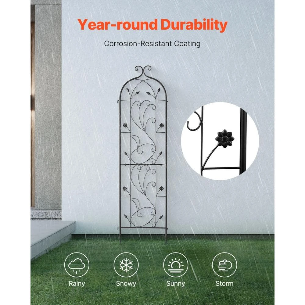 Garden Trellis For Climbing Plants, 60 X 15 In., Rustproof Metal Garden Flower Trellis, Outdoor Climbing Rose Trellis 5 Garden Trellis For Climbing Plants, 60 X 15 In., Rustproof Metal Garden Flower Trellis, Outdoor Climbing Rose Trellis - Image 3