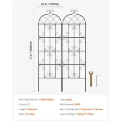 Garden Trellis For Climbing Plants, 71 X 20 In., 2 Packs Rustproof Metal Garden Flower Trellis, Climbing Rose Trellis -Vevor black vevor raised planter boxes hpjhx2jth71wkvlcjv0 76 1000