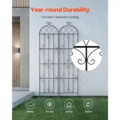 Garden Trellis For Climbing Plants, 87 X 20 In., 2 Packs Rustproof Metal Garden Flower Trellis, Climbing Rose Trellis -Vevor black vevor raised planter boxes hpjhx2jth87w13n5yv0 1f 1000