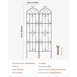 Garden Trellis For Climbing Plants, 87 X 20 In., 2 Packs Rustproof Metal Garden Flower Trellis, Climbing Rose Trellis -Vevor black vevor raised planter boxes hpjhx2jth87w13n5yv0 76 1000