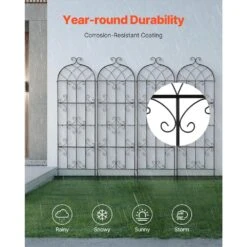 Garden Trellis For Climbing Plants, 71 X 20 In., 4 Packs Rustproof Metal Garden Flower Trellis, Climbing Rose Trellis -Vevor black vevor raised planter boxes hpjhx4jth71wyjpt6v0 1f 1000