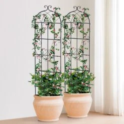Garden Trellis For Climbing Plants, 71 X 20 In., 4 Packs Rustproof Metal Garden Flower Trellis, Climbing Rose Trellis -Vevor black vevor raised planter boxes hpjhx4jth71wyjpt6v0 31 1000