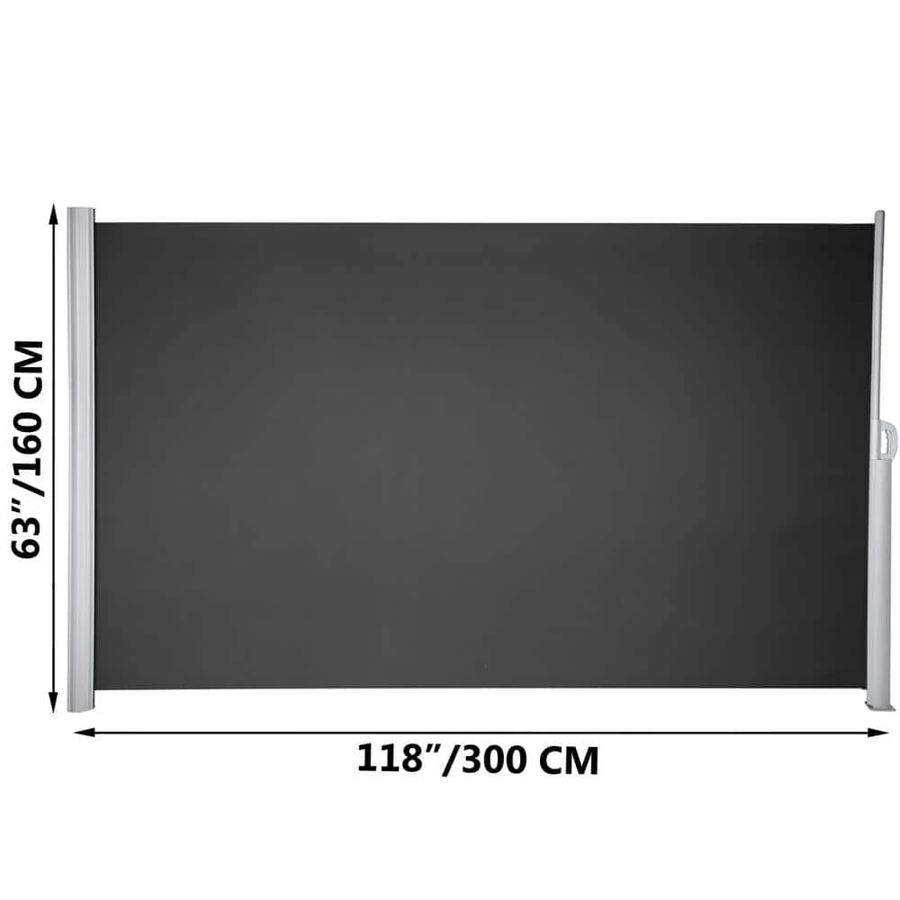 118 In. W X 63 In. H Retractable Side Awning Patio Screen Privacy Screen For Outdoor, Black 9 118 In. W X 63 In. H Retractable Side Awning Patio Screen Privacy Screen For Outdoor, Black - Image 7