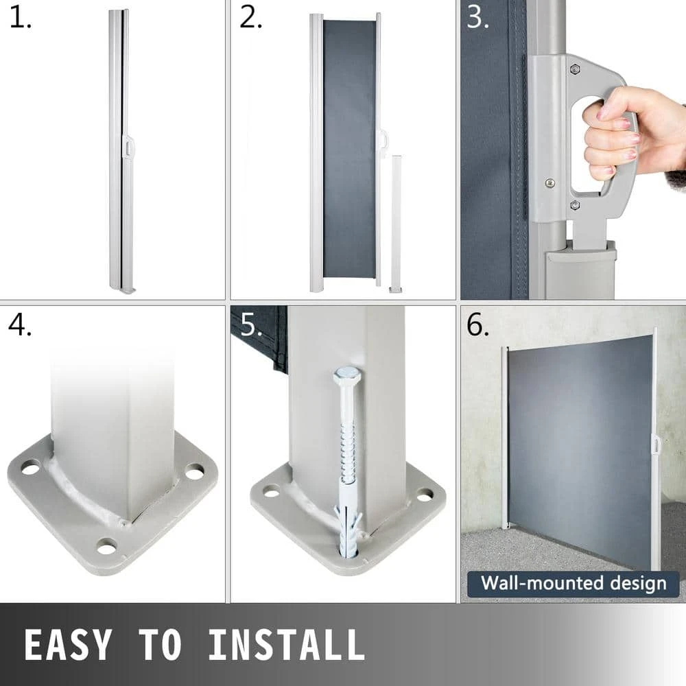 118 In. W X 63 In. H Retractable Side Awning Patio Screen Privacy Screen For Outdoor, Black 8 118 In. W X 63 In. H Retractable Side Awning Patio Screen Privacy Screen For Outdoor, Black - Image 6