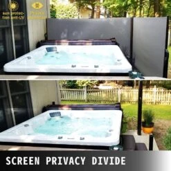 63 In. X 236 In. Retractable Rust-Proof Patio Sunshine Screen Privacy Divider For Courtyard, Black -Vevor black vevor shade cloths zypf160x600cmbk01v0 4f 1000