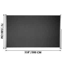 118 In. X 71 In. Retractable Side Awning Waterproof Patio Screen Room Divider Black For Privacy -Vevor black vevor shade cloths zypf180x300cmbk01v0 76 1000