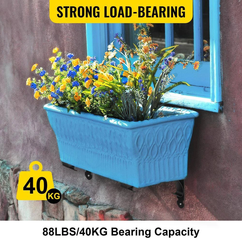 Planter Box Brackets 24 In. X 10.5 In. X 10 In. Black Iron Window Boxes And Troughs (1-Pack) 6 Planter Box Brackets 24 In. X 10.5 In. X 10 In. Black Iron Window Boxes And Troughs (1-Pack) - Image 4