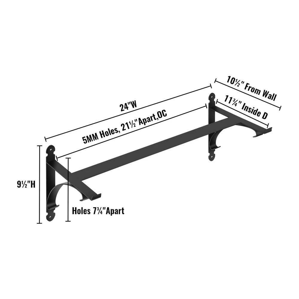 Planter Box Brackets 24 In. X 10.5 In. X 10 In. Black Iron Window Boxes And Troughs (1-Pack) 9 Planter Box Brackets 24 In. X 10.5 In. X 10 In. Black Iron Window Boxes And Troughs (1-Pack) - Image 7
