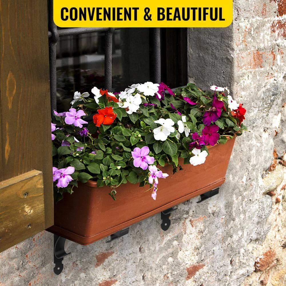 Planter Box Brackets 24 In. X 10.5 In. X 10 In. Black Iron Window Boxes And Troughs (1-Pack) 8 Planter Box Brackets 24 In. X 10.5 In. X 10 In. Black Iron Window Boxes And Troughs (1-Pack) - Image 6
