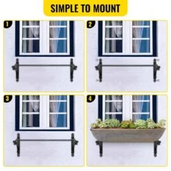 24 In. X 10.5 In. X 10 In. Black Iron Window Boxes And Troughs, Planter Box Brackets (2-Pack) -Vevor black vevor window boxes ycjszzzj2pc24w3c9v0 44 1000
