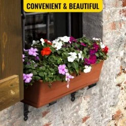 24 In. X 10.5 In. X 10 In. Black Iron Window Boxes And Troughs, Planter Box Brackets (2-Pack) -Vevor black vevor window boxes ycjszzzj2pc24w3c9v0 fa 1000