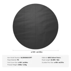 15 Ft. Round Pool Cover Solar Covers For Above Ground Pools Safety Pool Cover -Vevor black vevor winter pool covers dsycaqycg15f61twjv0 76 1000