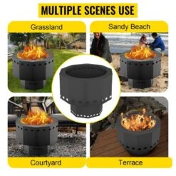 Smokeless Fire Pit Carbon Steel Stove Bonfire Large 15 In. Dia Wood Burning Fire Pit Outdoor Stove Bonfire Fire Pit -Vevor black vevor wood burning fire pits ftsdb151512 5jldhv0 76 1000