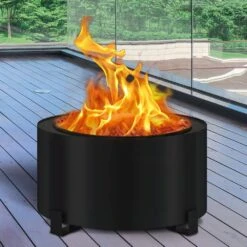 Stove Bonfire Carbon Steel Smokeless Fire Pit 23.6 In. Dia Stove Bonfire Fire Pit Double Wall Design Fire Bowl -Vevor black vevor wood burning fire pits y23 623 614 2wyzyv0 31 1000