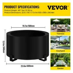 Stove Bonfire Carbon Steel Smokeless Fire Pit 23.6 In. Dia Stove Bonfire Fire Pit Double Wall Design Fire Bowl -Vevor black vevor wood burning fire pits y23 623 614 2wyzyv0 76 1000