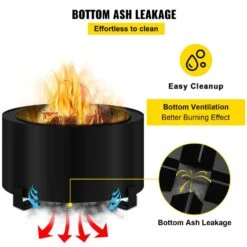 Stove Bonfire Carbon Steel Smokeless Fire Pit 23.6 In. Dia Stove Bonfire Fire Pit Double Wall Design Fire Bowl -Vevor black vevor wood burning fire pits y23 623 614 2wyzyv0 fa 1000