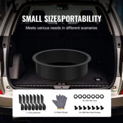 Fire Pit Ring Round 35 In. Outer Steel Liner DIY Campfire Ring Firepit For Outdoor Camping, Bonfires -Vevor black vevor wood burning fire pits yxhh31inch158oeesv0 fa 1000