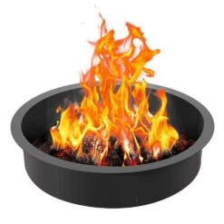 Fire Pit Ring Round 40 In. Outer 36 In. Inner Steel Liner DIY Campfire Firepit For Outdoor Camping, Bonfires