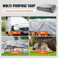 16 Ft. X 20 Ft. Heavy Duty Tarp 10 Mil Polyethylene Tarp Cover Tear UV And Temperature Resistant Silver/Brown -Vevor blue vevor canopy parts fsbwynzpepe16b52pv0 fa 1000
