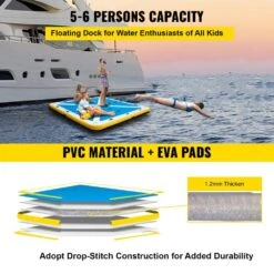 Inflatable Floating Dock 8 X 8 Ft. Inflatable Dock Platform With Electric Air Pump Inflatable Swim Platform 5-6 People -Vevor blues yellows white vevor pool floats ft8x8qb0000000001v1 1f 1000