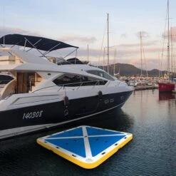 Inflatable Floating Dock 8 X 8 Ft. Inflatable Dock Platform With Electric Air Pump Inflatable Swim Platform 5-6 People -Vevor blues yellows white vevor pool floats ft8x8qb0000000001v1 31 1000