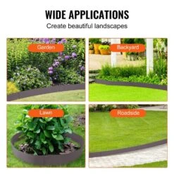 Steel Landscape Edging Steel Garden Edging Borders 0.59 In. W X 39 In. L X 3 In. H Strips Hammer-In Edging Brown -Vevor brown vevor metal edging cppz3inch162ambzev0 fa 1000
