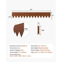 Steel Landscape Edging 6-Packs 40 X 6 X 0.06 In. Weather-Resistant & Pre-Rust Metal Landscape Brown Edging Garden Edging 16 Steel Landscape Edging 6-Packs 40 X 6 X 0.06 In. Weather-Resistant & Pre-Rust Metal Landscape Brown Edging Garden Edging -Vevor brown vevor metal edging nhgjspz6pcs4v29w9v0 76 1000