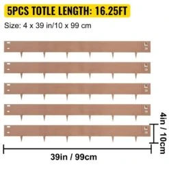 Steel Lawn Edging 5-Pieces Metal Landscape Edging 4 In. X 39 In. Garden Edging Border Grown Lawn Edge For Garden Yard -Vevor brown vevor metal edging pyczs5pcs4 395b9yv0 4f 1000