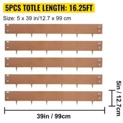Steel Lawn Edging 5-Pieces Metal Landscape Edging 5 In. X 39 In. Garden Edging Border Grown Steel Border For Garden Yard 12 Steel Lawn Edging 5-Pieces Metal Landscape Edging 5 In. X 39 In. Garden Edging Border Grown Steel Border For Garden Yard -Vevor brown vevor metal edging pyczs5pcs5 39vqf2v0 4f 1000