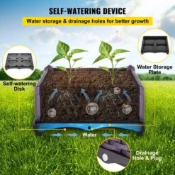 Plastic Raised Garden Bed Set Of 4 Planter Grow Box 14.5 In. H Self-Watering Elevated Raised Planter Boxes, Purple -Vevor brown vevor raised planter boxes slzzctjg137cmzsgnv0 1f 1000