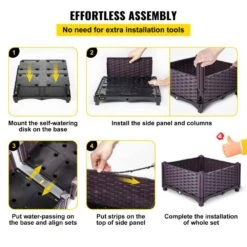 Plastic Raised Garden Bed Set Of 4 Planter Grow Box 14.5 In. H Self-Watering Elevated Raised Planter Boxes, Purple -Vevor brown vevor raised planter boxes slzzctjg137cmzsgnv0 44 1000