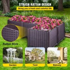 Plastic Raised Garden Bed Set Of 4 Planter Grow Box 14.5 In. H Self-Watering Elevated Raised Planter Boxes, Purple -Vevor brown vevor raised planter boxes slzzctjg137cmzsgnv0 fa 1000